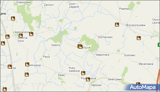 mapa Gorzyce gmina Żnin, Gorzyce gmina Żnin na mapie Targeo
