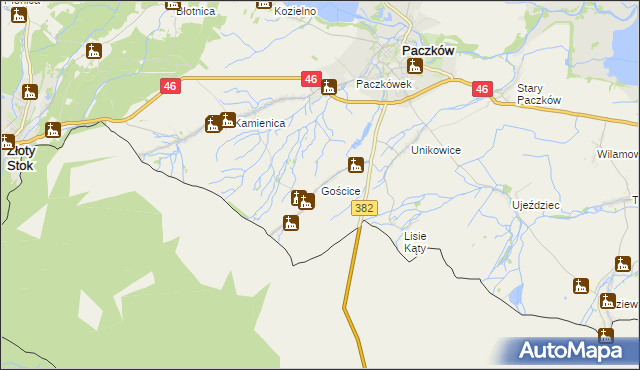 mapa Gościce, Gościce na mapie Targeo