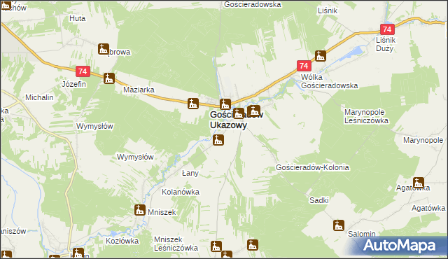 mapa Gościeradów Plebański, Gościeradów Plebański na mapie Targeo