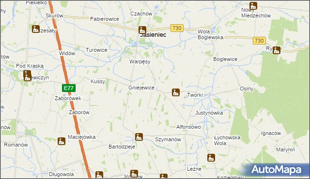 mapa Gośniewice gmina Jasieniec, Gośniewice gmina Jasieniec na mapie Targeo