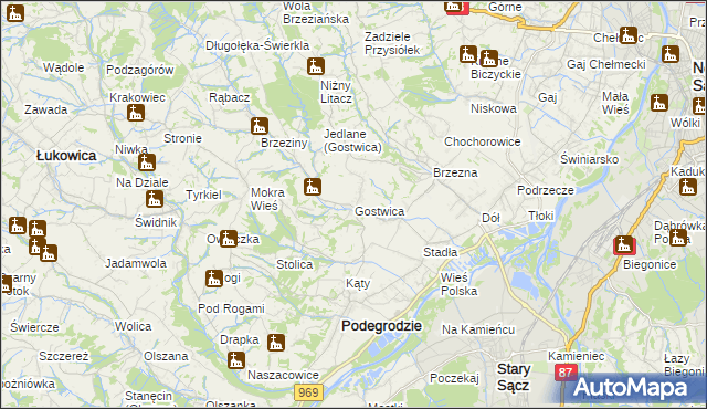 mapa Gostwica, Gostwica na mapie Targeo