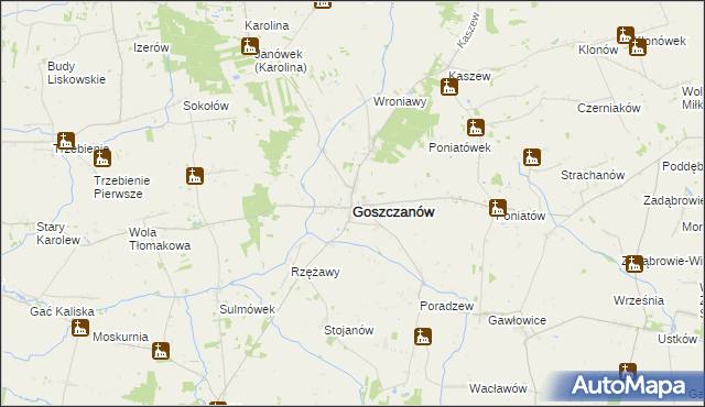 mapa Goszczanów, Goszczanów na mapie Targeo