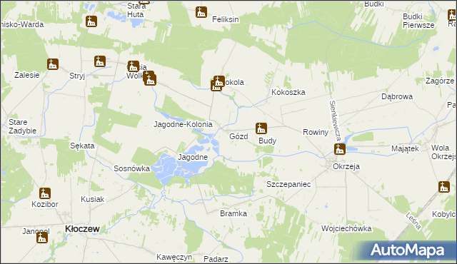 mapa Gózd gmina Kłoczew, Gózd gmina Kłoczew na mapie Targeo
