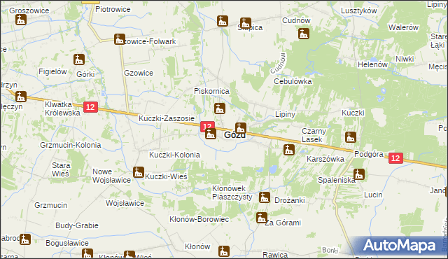 mapa Gózd powiat radomski, Gózd powiat radomski na mapie Targeo