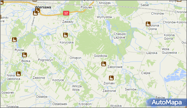 mapa Gozdków gmina Orońsko, Gozdków gmina Orońsko na mapie Targeo