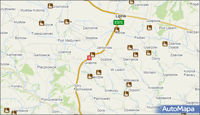 mapa Goźlice, Goźlice na mapie Targeo