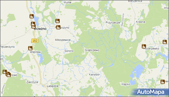 mapa Grąbczewo gmina Brzeżno, Grąbczewo gmina Brzeżno na mapie Targeo