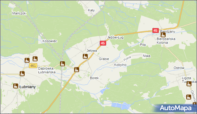 mapa Grabie gmina Łubniany, Grabie gmina Łubniany na mapie Targeo