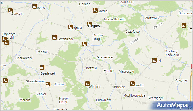 mapa Grabienice, Grabienice na mapie Targeo