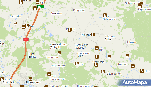 mapa Grabienice Wielkie, Grabienice Wielkie na mapie Targeo