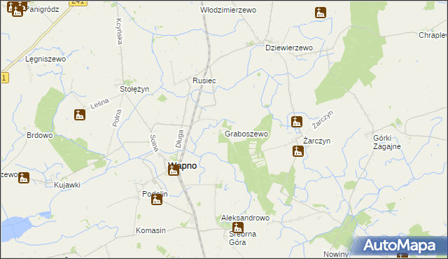 mapa Graboszewo gmina Wapno, Graboszewo gmina Wapno na mapie Targeo