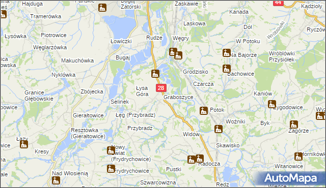 mapa Graboszyce, Graboszyce na mapie Targeo