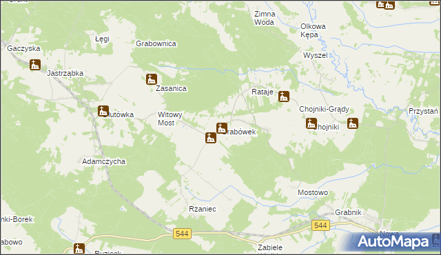 mapa Grabówek gmina Olszewo-Borki, Grabówek gmina Olszewo-Borki na mapie Targeo