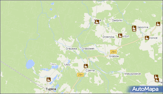 mapa Grabówek gmina Tuplice, Grabówek gmina Tuplice na mapie Targeo