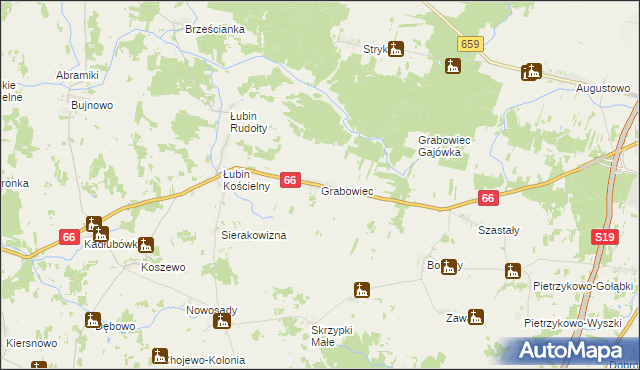 mapa Grabowiec gmina Bielsk Podlaski, Grabowiec gmina Bielsk Podlaski na mapie Targeo