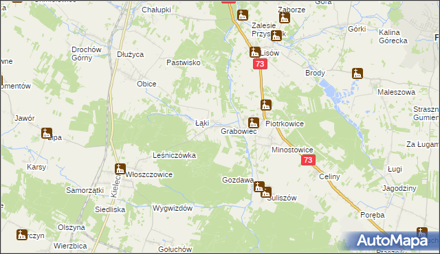 mapa Grabowiec gmina Chmielnik, Grabowiec gmina Chmielnik na mapie Targeo