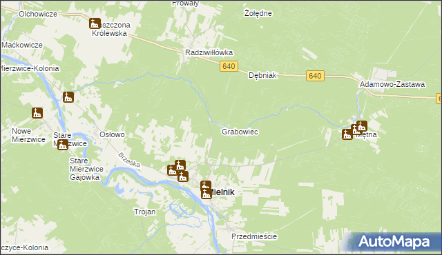 mapa Grabowiec gmina Mielnik, Grabowiec gmina Mielnik na mapie Targeo