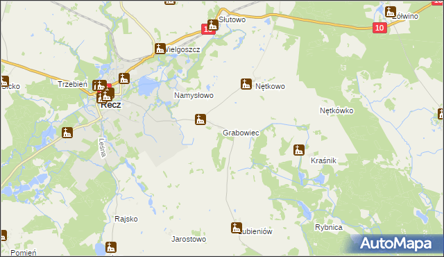 mapa Grabowiec gmina Recz, Grabowiec gmina Recz na mapie Targeo