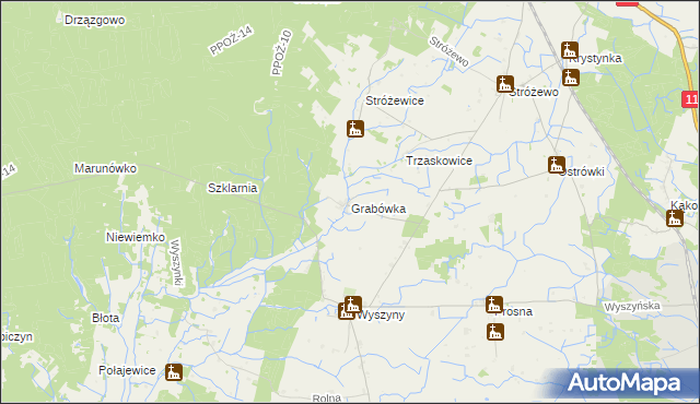 mapa Grabówka gmina Budzyń, Grabówka gmina Budzyń na mapie Targeo