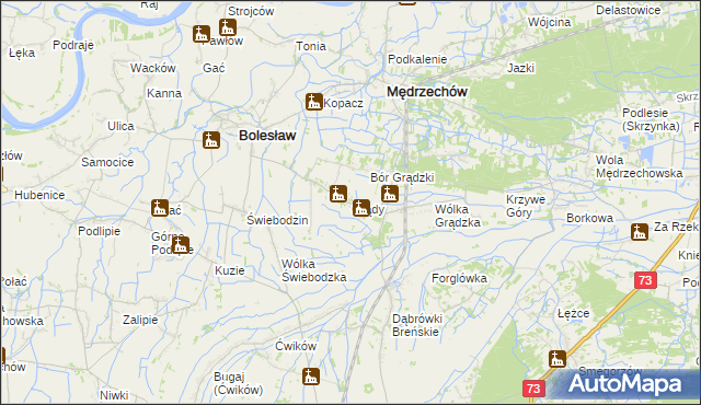 mapa Grądy gmina Mędrzechów, Grądy gmina Mędrzechów na mapie Targeo