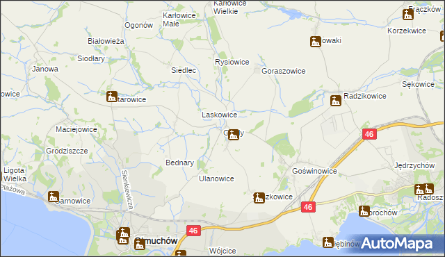 mapa Grądy gmina Otmuchów, Grądy gmina Otmuchów na mapie Targeo