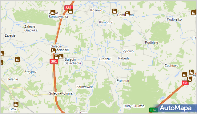 mapa Grądziki, Grądziki na mapie Targeo