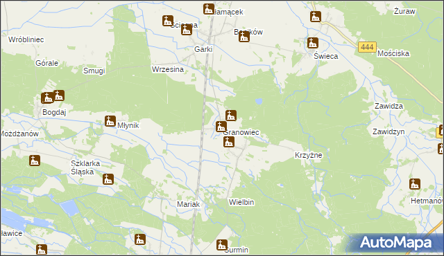 mapa Granowiec, Granowiec na mapie Targeo