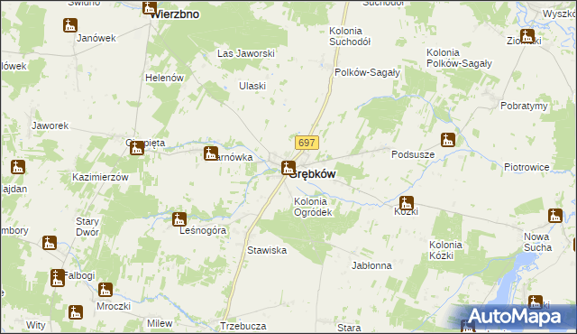 mapa Grębków, Grębków na mapie Targeo