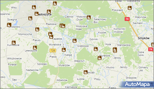 mapa Grębosze, Grębosze na mapie Targeo