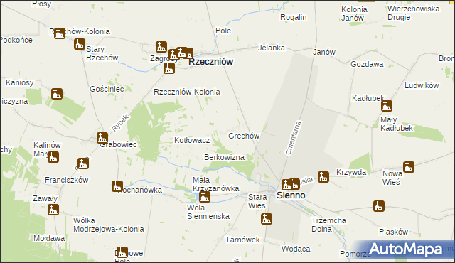 mapa Grechów, Grechów na mapie Targeo