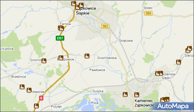 mapa Grochowiska gmina Ząbkowice Śląskie, Grochowiska gmina Ząbkowice Śląskie na mapie Targeo
