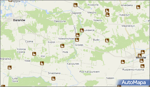 mapa Gródek gmina Baranów, Gródek gmina Baranów na mapie Targeo