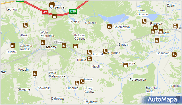 mapa Grodzisk gmina Mrozy, Grodzisk gmina Mrozy na mapie Targeo