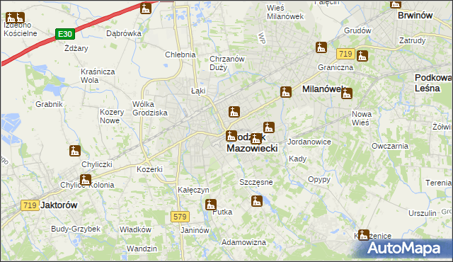 mapa Grodzisk Mazowiecki, Grodzisk Mazowiecki na mapie Targeo