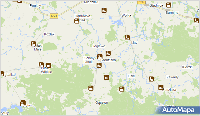 mapa Grodzisko gmina Banie Mazurskie, Grodzisko gmina Banie Mazurskie na mapie Targeo