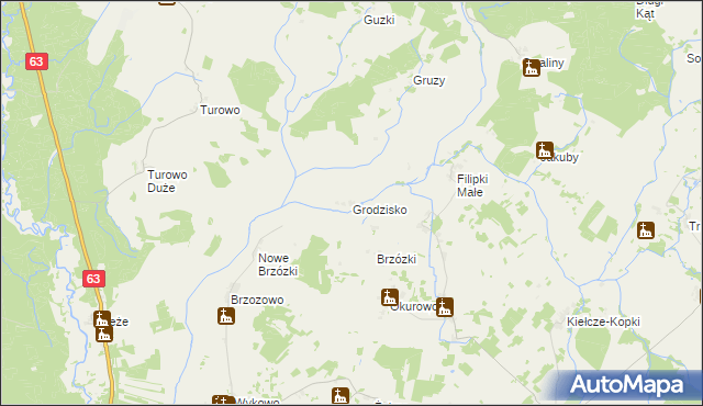 mapa Grodzisko gmina Biała Piska, Grodzisko gmina Biała Piska na mapie Targeo