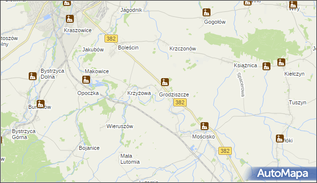 mapa Grodziszcze gmina Świdnica, Grodziszcze gmina Świdnica na mapie Targeo