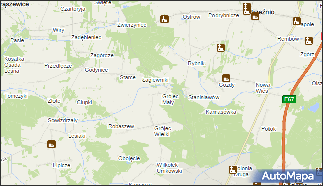 mapa Grójec Mały gmina Złoczew, Grójec Mały gmina Złoczew na mapie Targeo