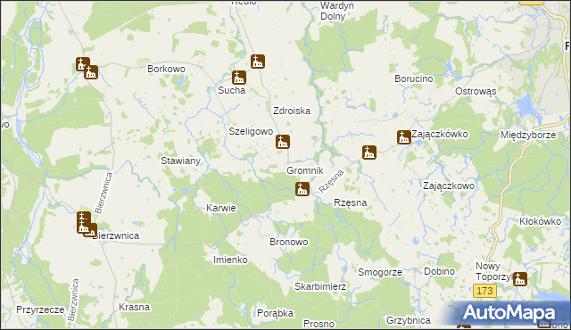 mapa Gromnik gmina Połczyn-Zdrój, Gromnik gmina Połczyn-Zdrój na mapie Targeo
