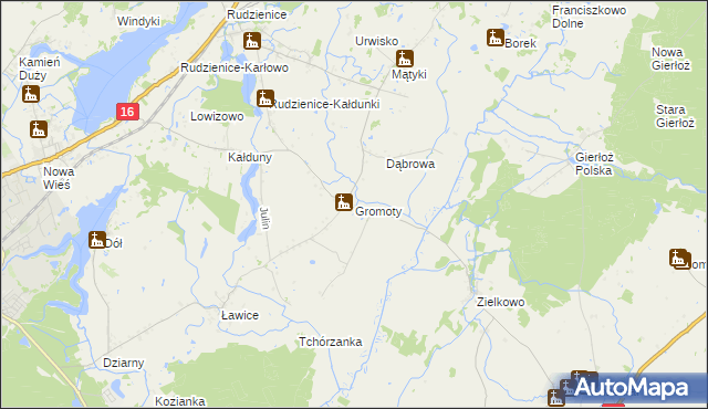 mapa Gromoty, Gromoty na mapie Targeo