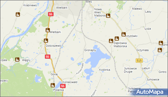 mapa Gronajny, Gronajny na mapie Targeo