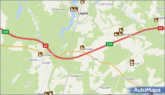 mapa Gronów gmina Łagów, Gronów gmina Łagów na mapie Targeo