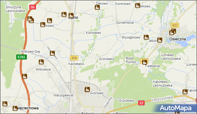 mapa Gronówko gmina Lipno, Gronówko gmina Lipno na mapie Targeo