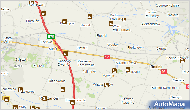 mapa Groszki gmina Bedlno, Groszki gmina Bedlno na mapie Targeo
