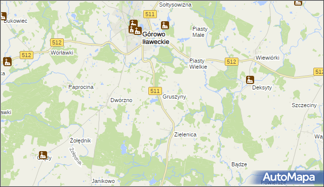 mapa Gruszyny, Gruszyny na mapie Targeo