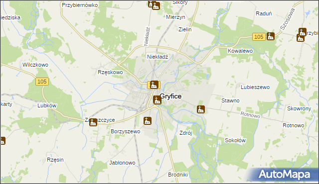 mapa Gryfice, Gryfice na mapie Targeo