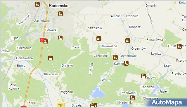 mapa Grzebień, Grzebień na mapie Targeo