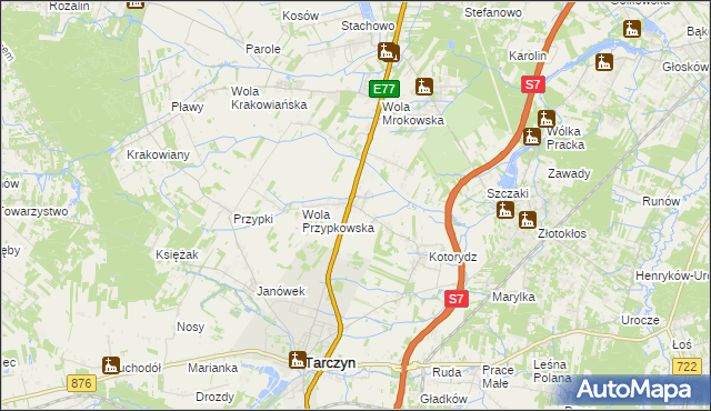 mapa Grzędy gmina Tarczyn, Grzędy gmina Tarczyn na mapie Targeo