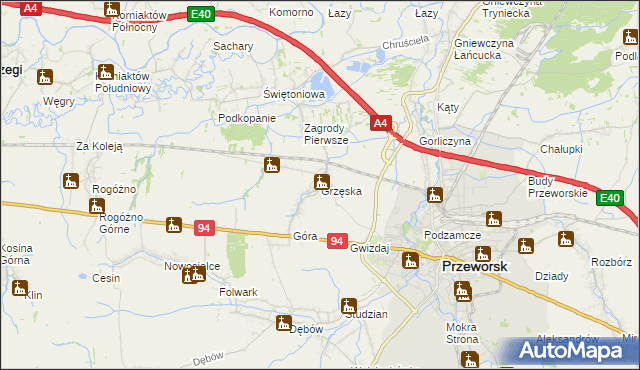 mapa Grzęska, Grzęska na mapie Targeo