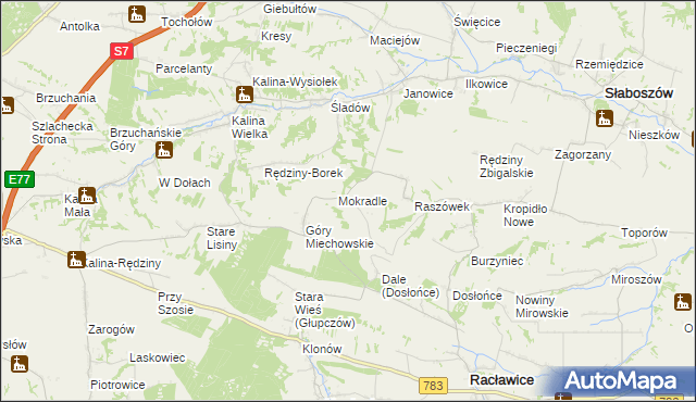 mapa Grzymałów gmina Słaboszów, Grzymałów gmina Słaboszów na mapie Targeo